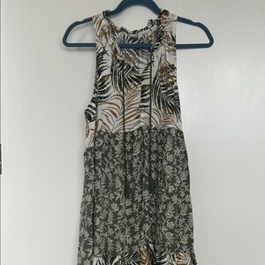 Tropical Print Sleeveless Maxi Dress